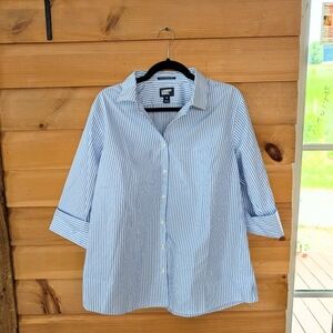 Lands' End Striped Button-Up Shirt
